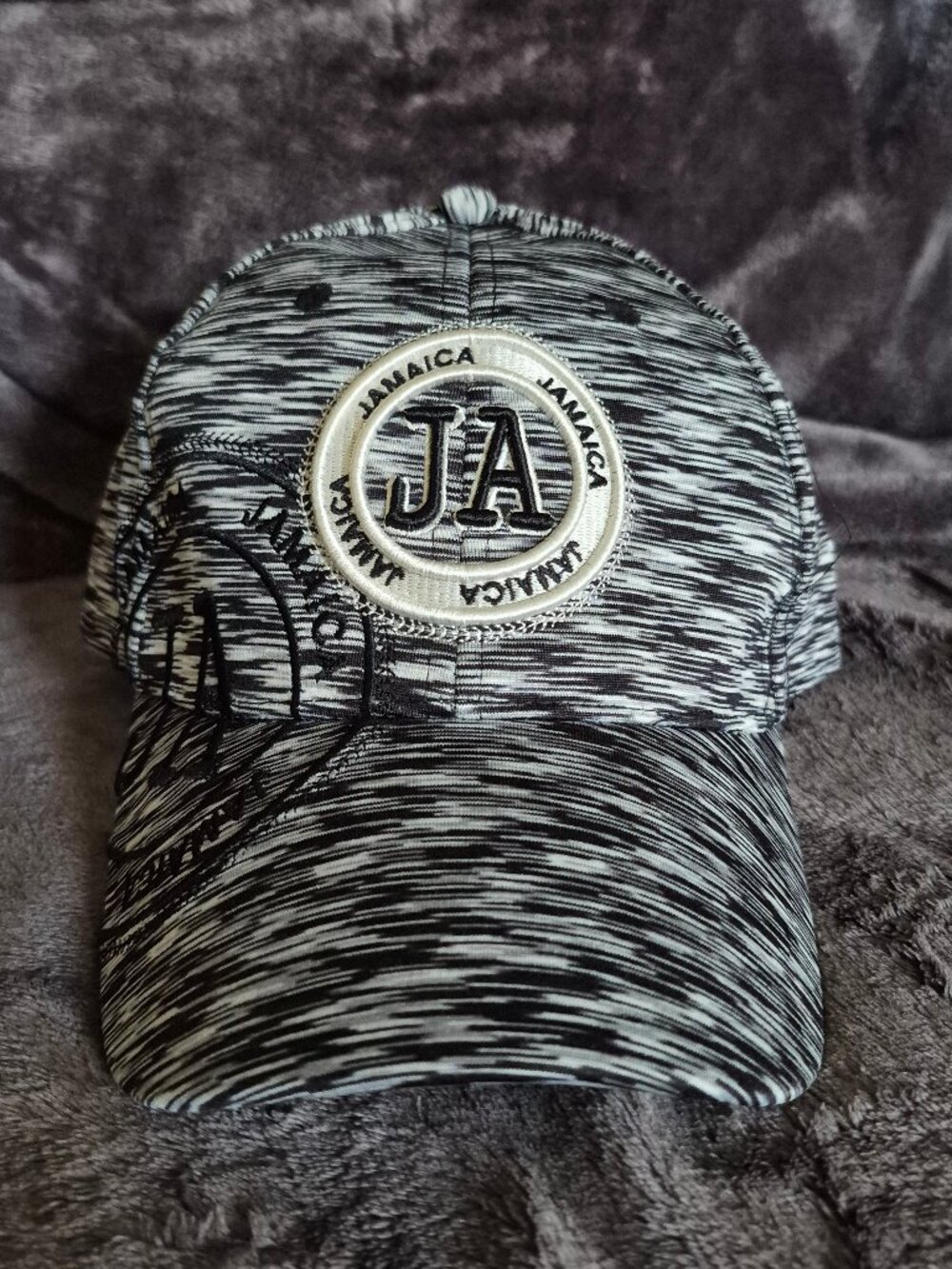 Robin Ruth Jamaica Black Gray Heathered Baseball Cap Adjustable Streetwear Hat